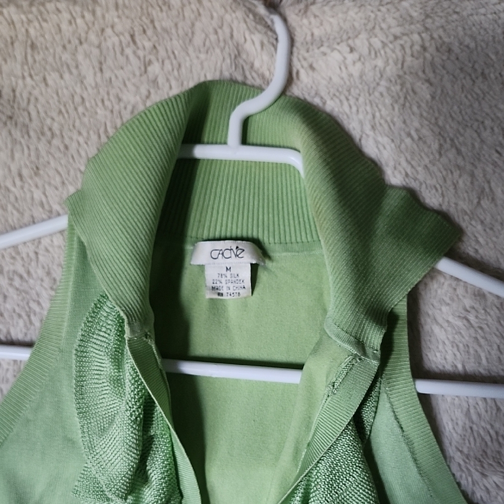 Cache Knit Green Ruffled Women's Top - Picture 3 of 3